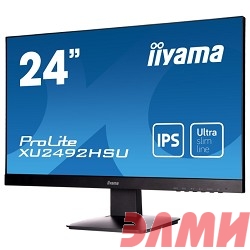 LCD IIYAMA 23.8" XU2492HSU-B1 (A)черный {IPS LED 1920x1080 5ms 16:9 250cd 178гр/178гр D-Sub HDMI DisplayPort 2Wx2}