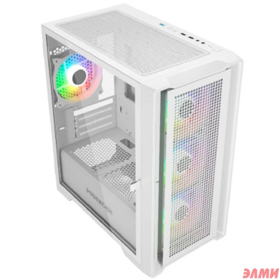 Powercase Alisio Micro X4W V2, Tempered Glass, 4х 120mm ARGB fans, ARGB HUB, белый, mATX  (CAMCXW-A4)