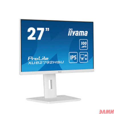 LCD Iiyama 27'' XUB2792HSU-W6 белый {IPS 1920х1080 100Hz 0.4ms 250cd 178/178 1300:1  HDMI2.0 DisplayPort1.2 4xUSB3.2 2x2W HAS Pivot}